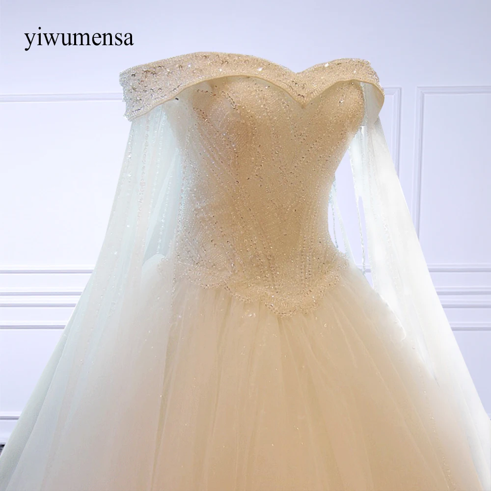 

yiwumensa Luxury High-grade Crystal A Line Beaded Lace Wedding Dress Bride Princess Embroidery Sweetheart Wedding dresses 2018