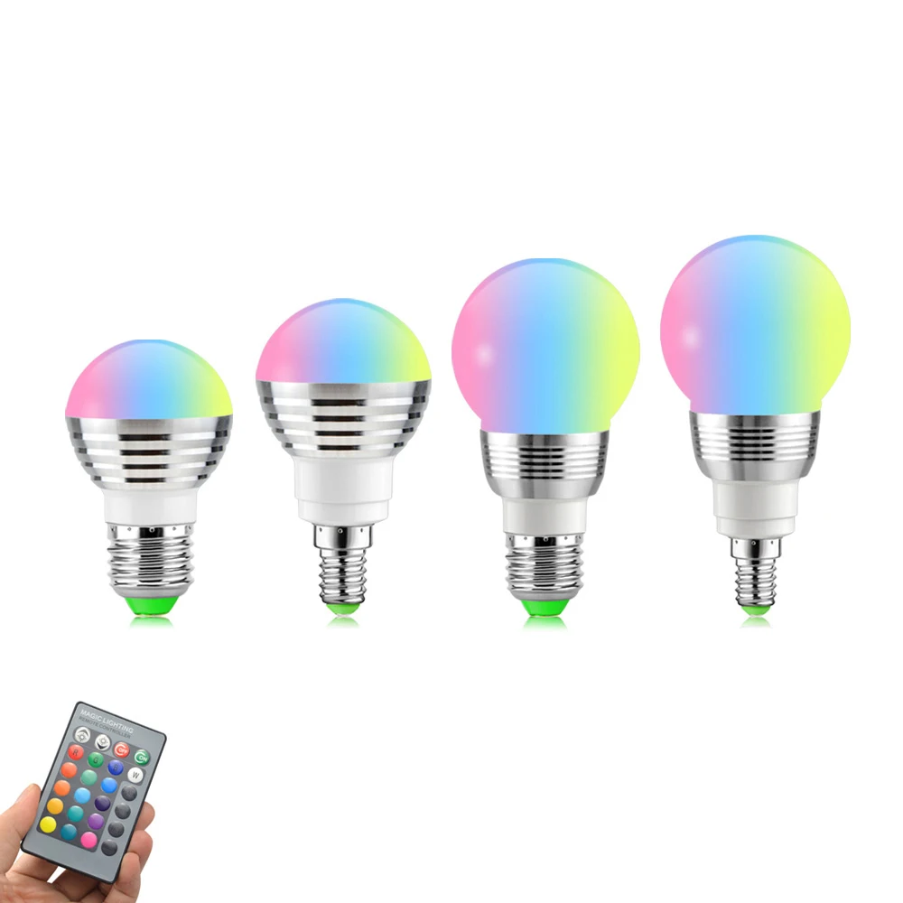 Сцсветильник ческая Светодиодная лампа E27 E14 5 Вт 7 85 265 в с пультом ДУ|Светодиодные