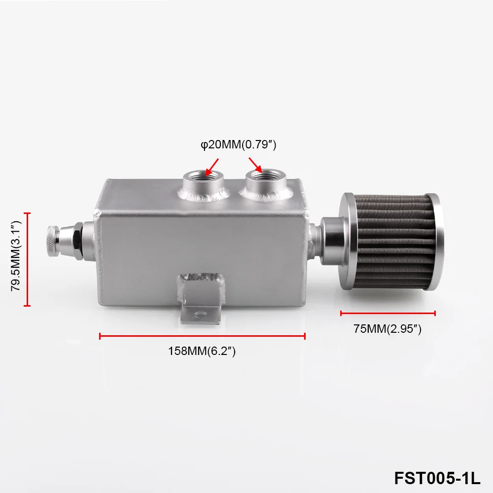 1L AN10/ aluminum alloy oil Catch can Tank W//sfiato filtro rubinetto di scarico Baffled