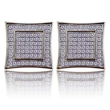 Трендовые хип хоп Iced Out микро проложили кубический циркон квадратные мужские серьги-гвоздики серьги с завинчивающейся задней частью Букле д 'ореиль Femme