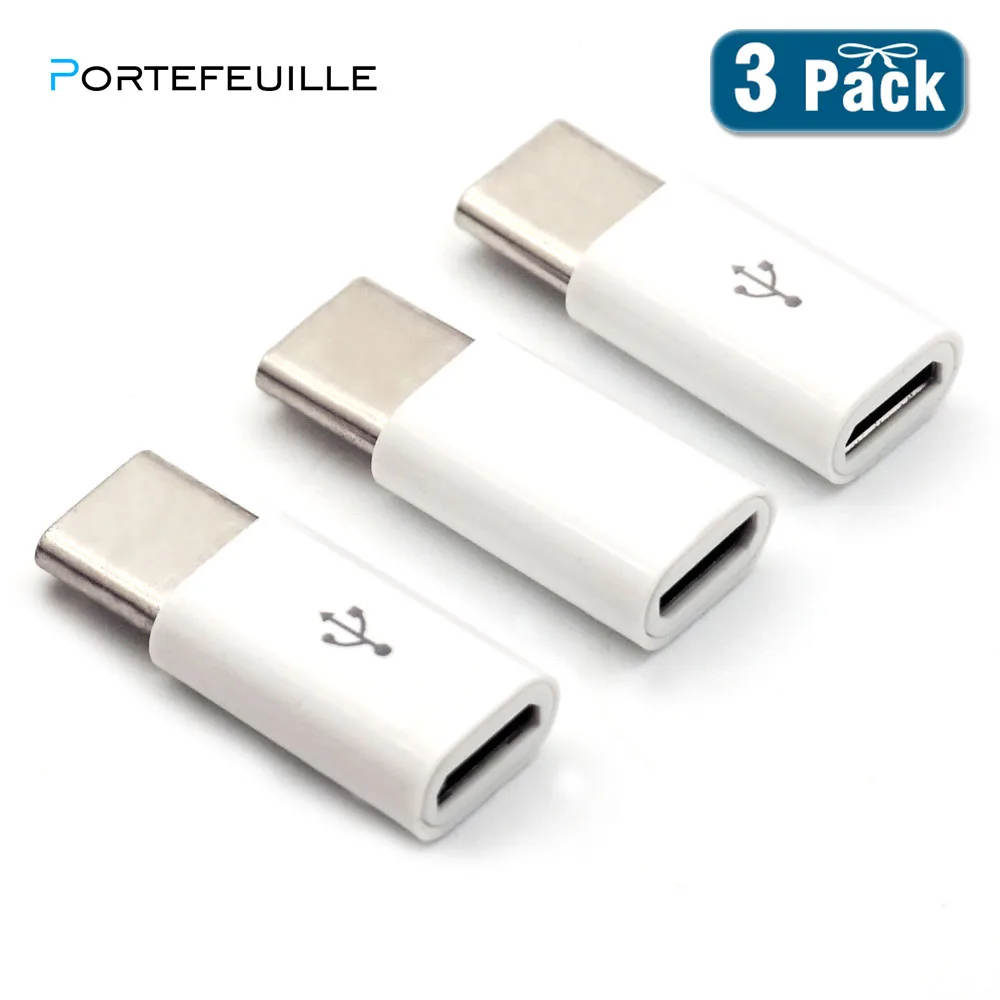 

Portefeuille 3PCS Micro USB Adapter To USB Type c For Xiaomi Samsung Huawei P20 Lite Honor10 Mate 20 Pro Adaptador OTG Converter