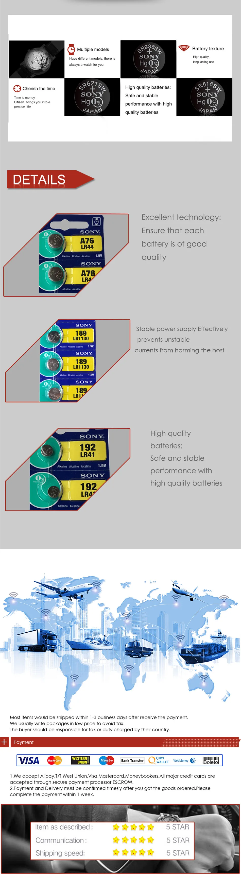 2 шт. sony оригинальнй элемент батареи 1,5 V AG10 LR1130 AG10 389 LR54 SR54 SR1130W 189 LR1130 аккумулятора кнопочного типа сделано в Японии