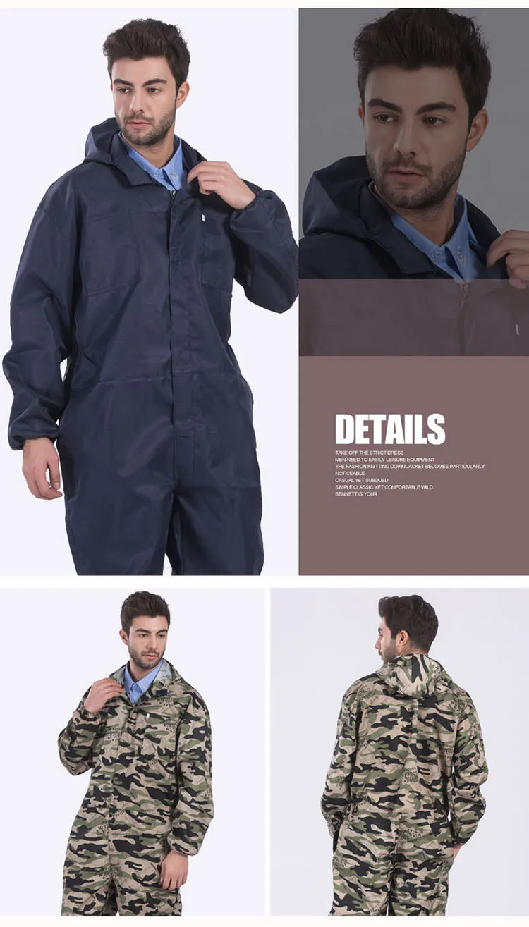 Men Work Clothing Thin Style Long Sleeve Hooded Coveralls Camouflage Dust-proof Anti-pollution Painting Auto Repair Overalls 4XL (7)