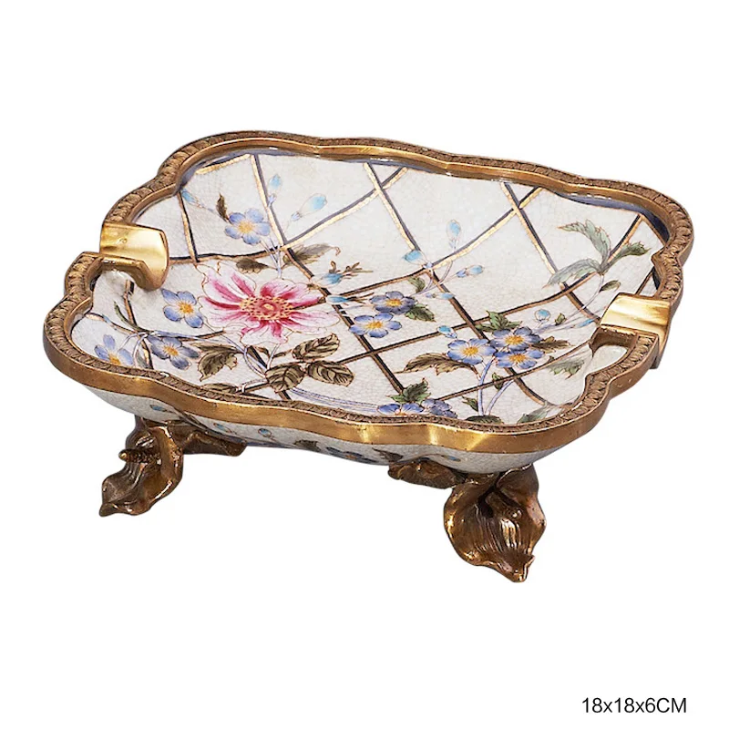 

CIGARLOONG cigar ashtray European-style ceramic enamel ashtray flower pattern copper carving CE-4319