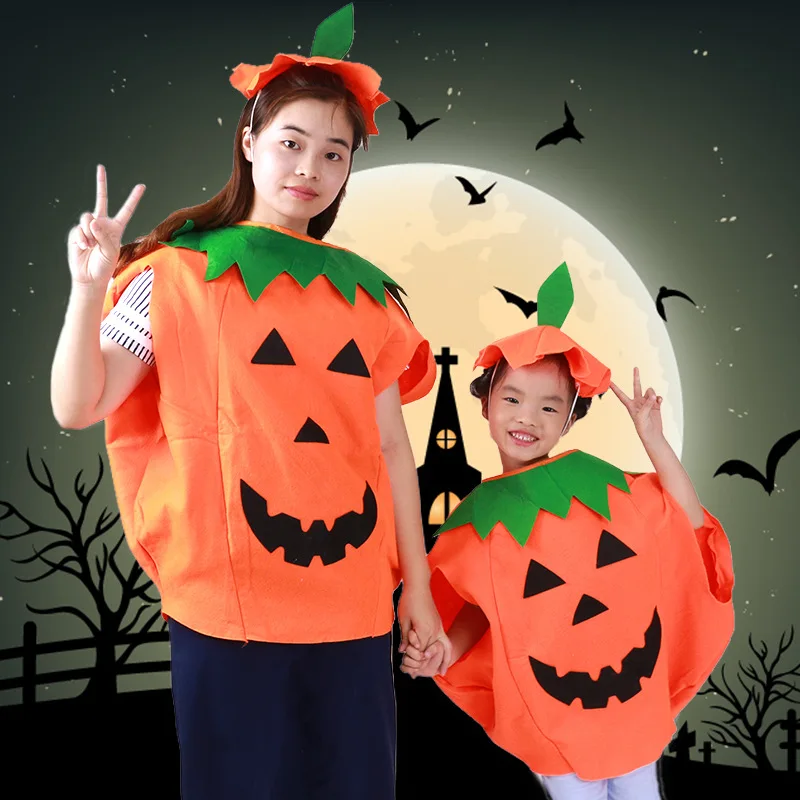 Halloween Children Adult Pumpkin Clothes with hats Costume Ball Cloth