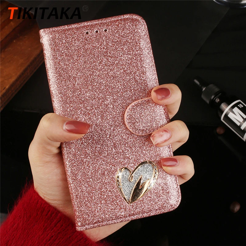 

Tikitaka Glitter Crystal Diamond Case For Iphone 6 6s Plus 7 8 Plus Kickstand Flower Wallet Case Coque For Iphone X XS Funda
