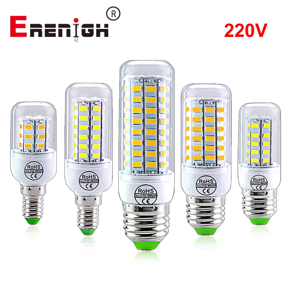 220V E27 светодиодный светильник E14 Светодиодная лампа кукуруза 380LM 580LM 780LM 980LM SMD 5730