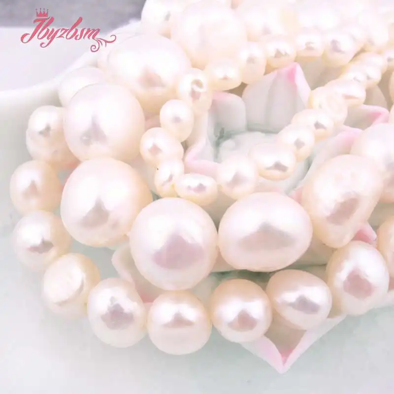 3-4/5-7/6-8/8-9mm Natural Freshwater Pearl White Freeform Natural Stone Beads For DIY Women Necklace Bracelet Jewelry Making 15″