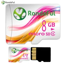 Rondaful c4 карта micro sd 8 ГБ класс 4 4 ГБ class10 uhs-1 карты памяти флэш-памяти microsd для смартфонов