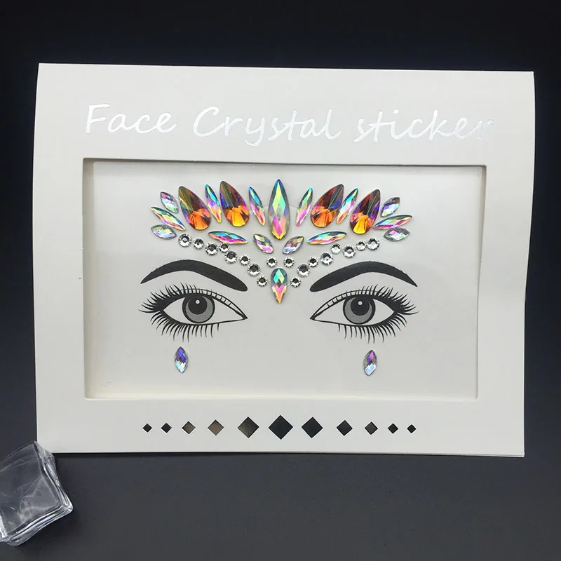 Pulaqi 3D наклейки с блестящими кристаллами для лица, вечерние DIY самоклеящиеся стразы для глаз, украшения на грудь, аксессуары, вечерние художественные наклейки F - Цвет: picture color 10