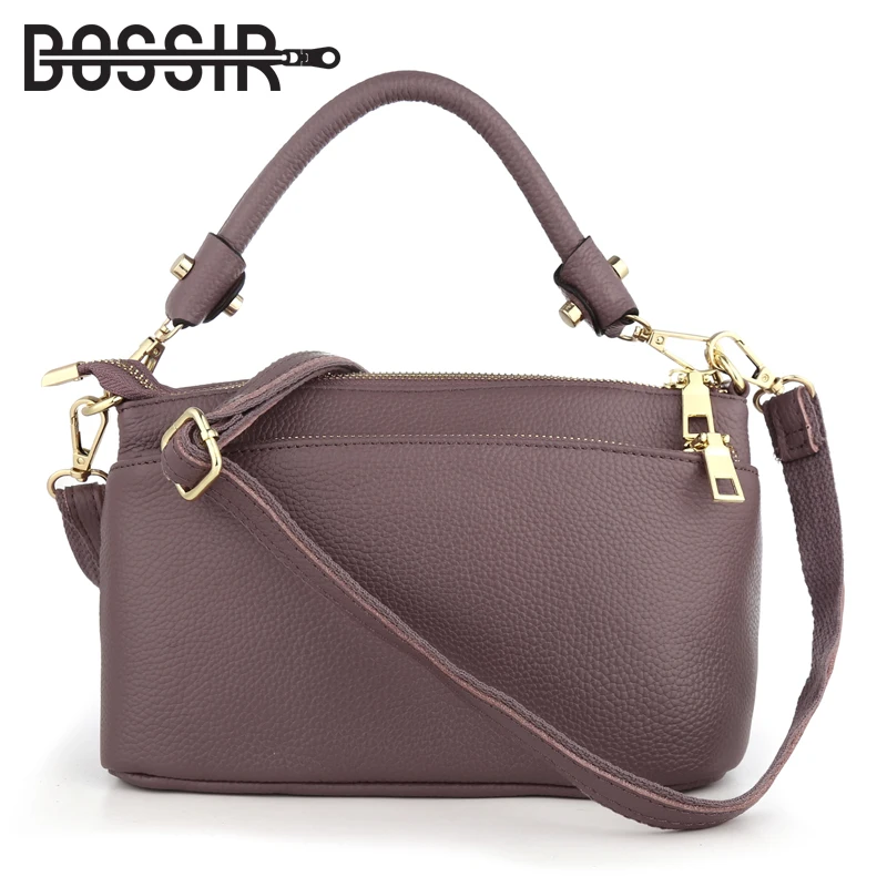 Bolsas de Couro Bolso com Zíper Feminina com 3 Mulheres Genuíno Bolsa Pequeno Ombro Crossbody Messenger Tote Moda Casual