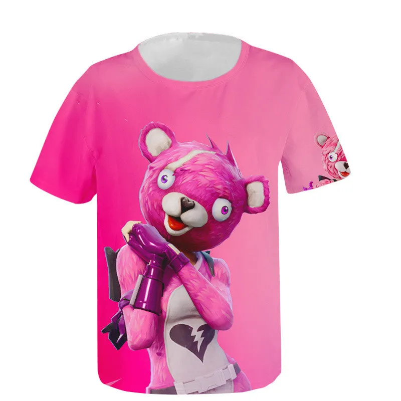 

2019 Hot High Quality Game Battle Royale Pink Bear Colour Summer Hip Hop 3D Printed t shirt Harajuku Unisex Short Sleeve Tshirt