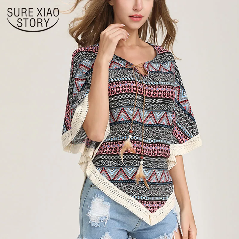 

Fashion women shirts 2019 shirts ladies tops Print V-Neck shirts tops women Batwing Sleeve t shirt women clothing 3821 50