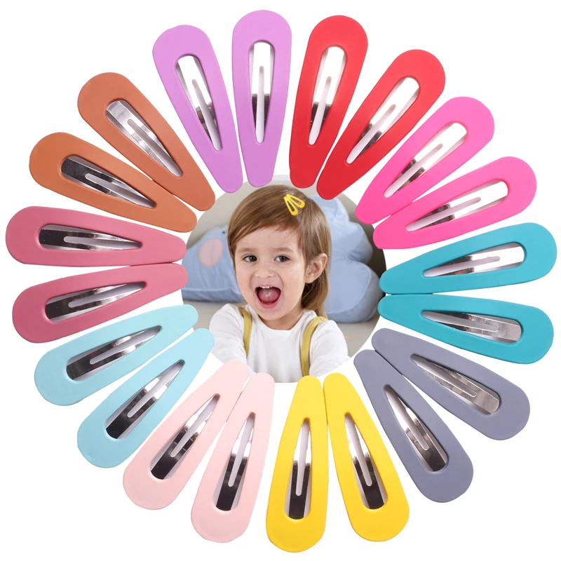 

7cm Snap Hair Clips for Baby Girls HairPin Cute Accessories Clips 2pcs 10 Color Clip Hair Hairdressing Children Metal Barrettes