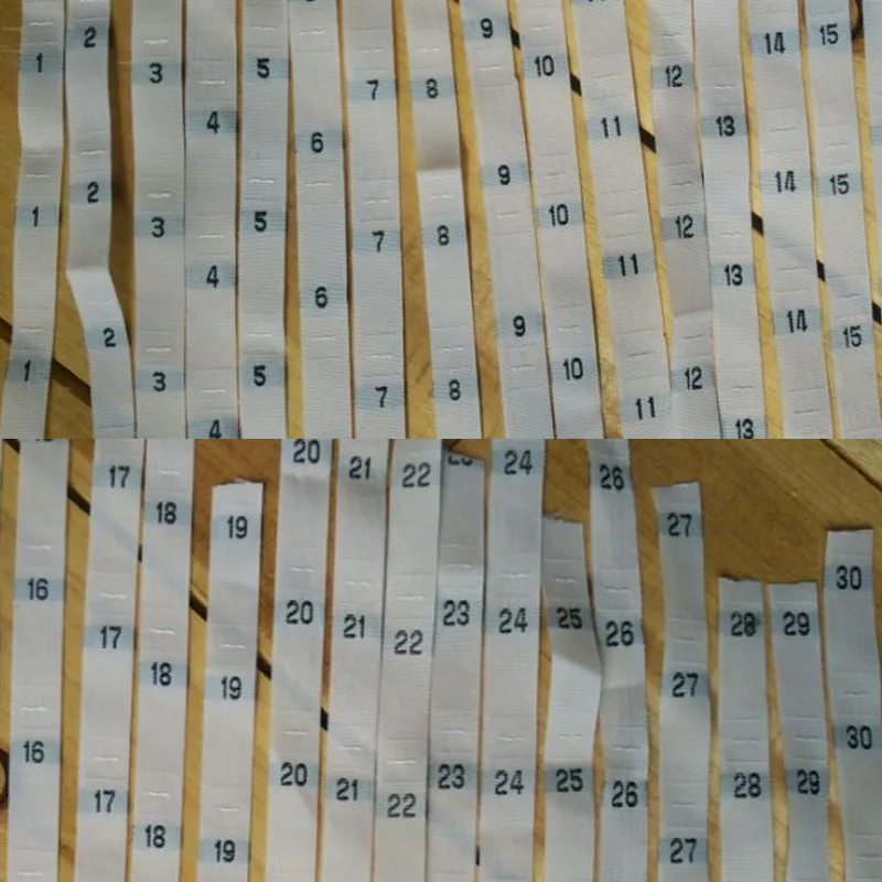 

200PCS White polyester number 0 1 2 3 4 5----28 29 30 31 32 33 34 35 36 37 38----47 48 49 50 52 54 56 58 60 clothing size label