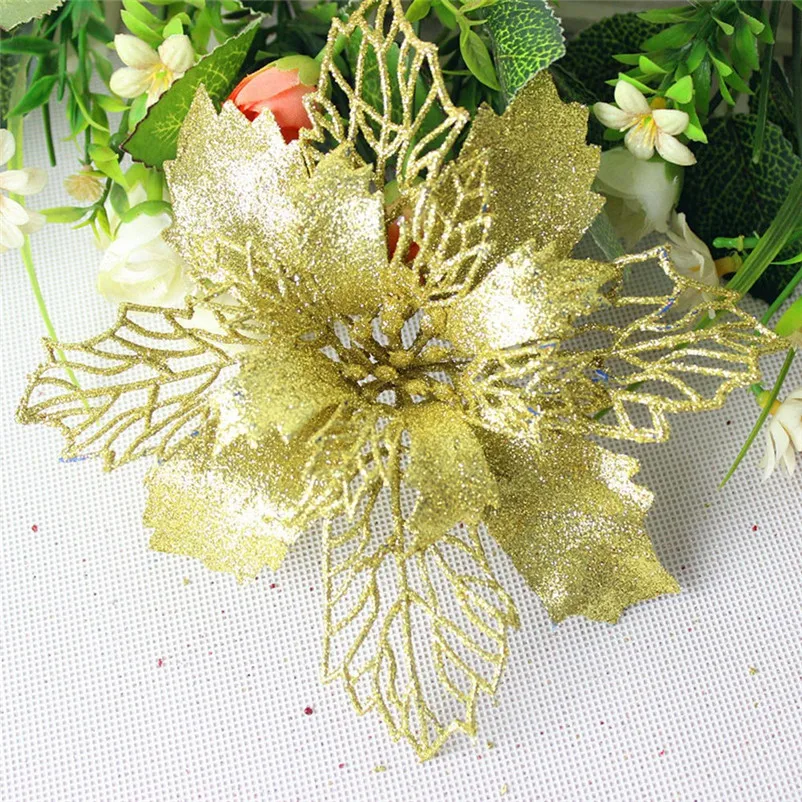 2pcs Fake flower Romantic Rosette Christmas Hanging Charm Party Decoration Christmas Tree Ornament Flower #3o30 (7)