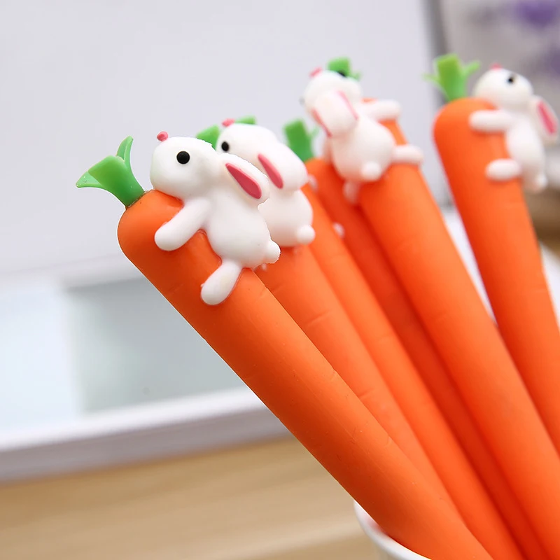 Cute Cartoon Creative White Rabbit Love Carrot Students Black Neutral Pen Office Signature Pen Stationery For Office