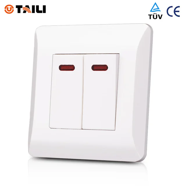 2 Gang 1 Way Wall Switch Panel Interrupteur Light Switch