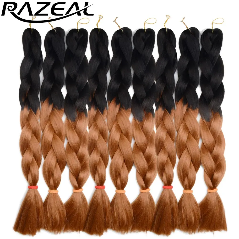 Razeal Gray Purple Ombre Synthetic Braiding Hair Two tone Jumbo Braids Crochet Extensions 10 packs High Temperature |