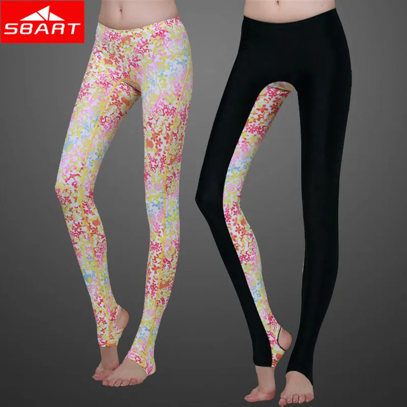 

SBART Rashguard Women Lycra Surf Pants Floral Print Rash Guard Racing Running Sports Yoga Leggings Woman Long Swim Jammers Tight