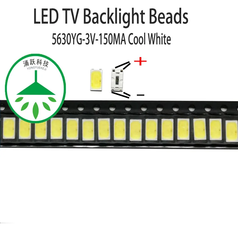 100 шт/партия Новый led 5630yg 3 v 150ma 0,5 w лампы бусины холодный белый для ремонта led lcd ТВ ПОДСВЕТКА свет бар чип Горячий