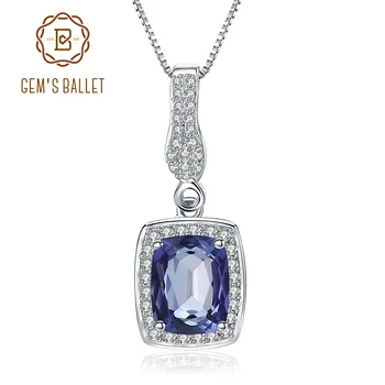 

GEM'S BALLET 3.66Ct Natural Iolite Blue Mystic Quartz Gemstone Pendant Necklace For Women 925 Sterling Silver Fine Jewelry