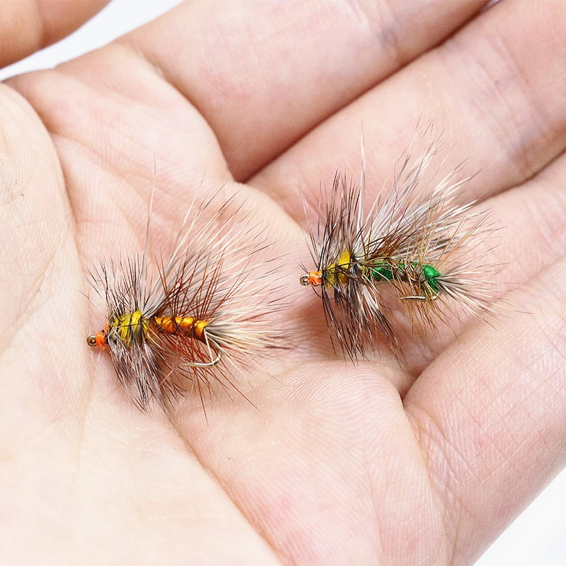 Professional hand tied 2 colors assorted 4pcs trout fishing dry flies 14# stimulator artificial stonefly adult insect fly lure