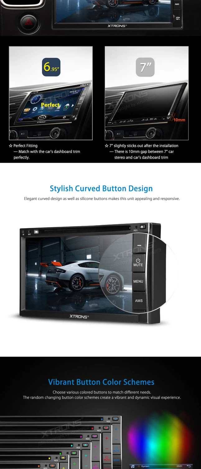 Best 6.95" HD Digital TFT Touch Screen Bluetooth GPS Navigator Double Din Car DVD Player 2din Radio Front and Reversing Camera Inputs 1