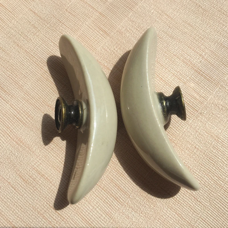 Buy 65mm Retro Moon Light Grey Ceramic Knobs Pulls