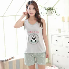 Фирменная Новинка Хлопок Для женщин Пижамы для девочек с рисунком панды пижамы Sweet Girl Mujer Pijama feminino пижамы Для женщин Loungewear