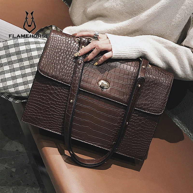 أزياء بسيطة المرأة مصمم حقيبة يد 2019 جديد جودة بو الجلود حقيبة نسائية صغيرة حقيبة التمساح الكتف Crossbody أكياس