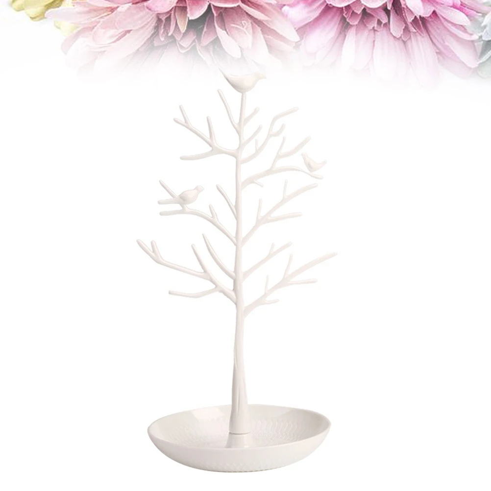 Птичье дерево Подставка для ювелирных изделий выставочная Серьга ожерелье держатель Органайзер стойка башня(белый