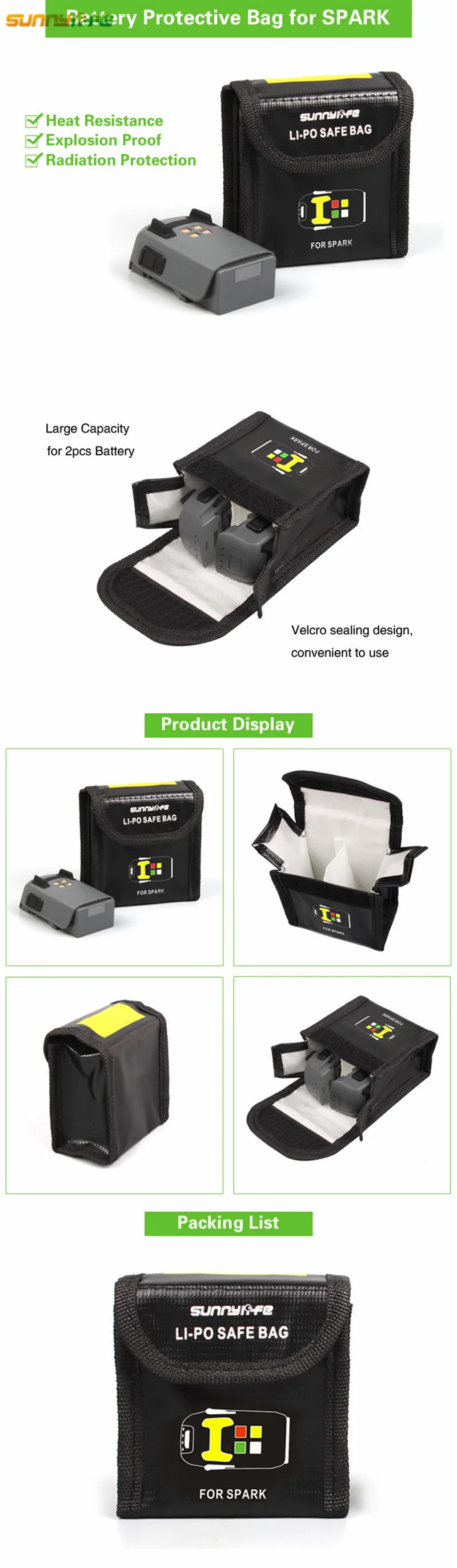 5 шт. для DJI Spark Lipo батарея огнеупорная сумка для хранения взрывозащищенный безопасный протектор теплостойкость радиационная защита