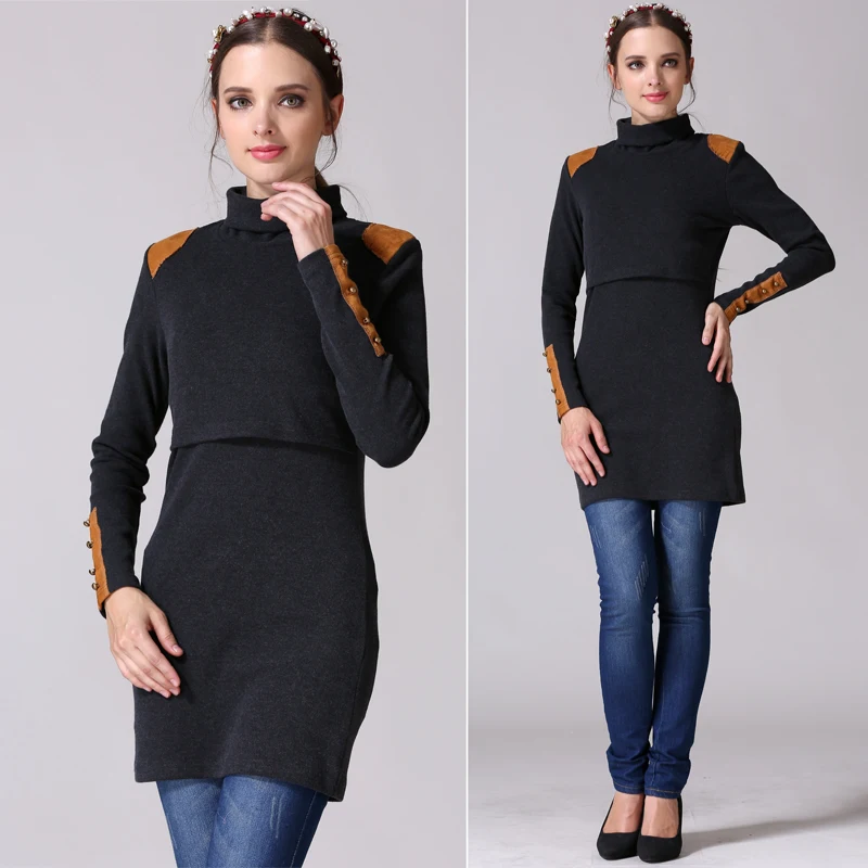 Turtleneck Maternity Clothes Nursing Breastfeeding Dresses Pregnancy Clothes For Pregnant Women Maternity Dresses
