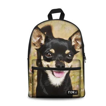 

Customized School Bags Cute Chihuahua Printing Backpack for Children School Satchel for Junior Teenager Girls Canvas Backpacks