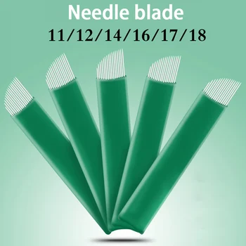 

100pcs 11 12 14 16 17 18 Flex Blades 0.20mm Green Microblading Needles for Tattoo Lamina Tebori Permanent Makeup Agulhas Needles