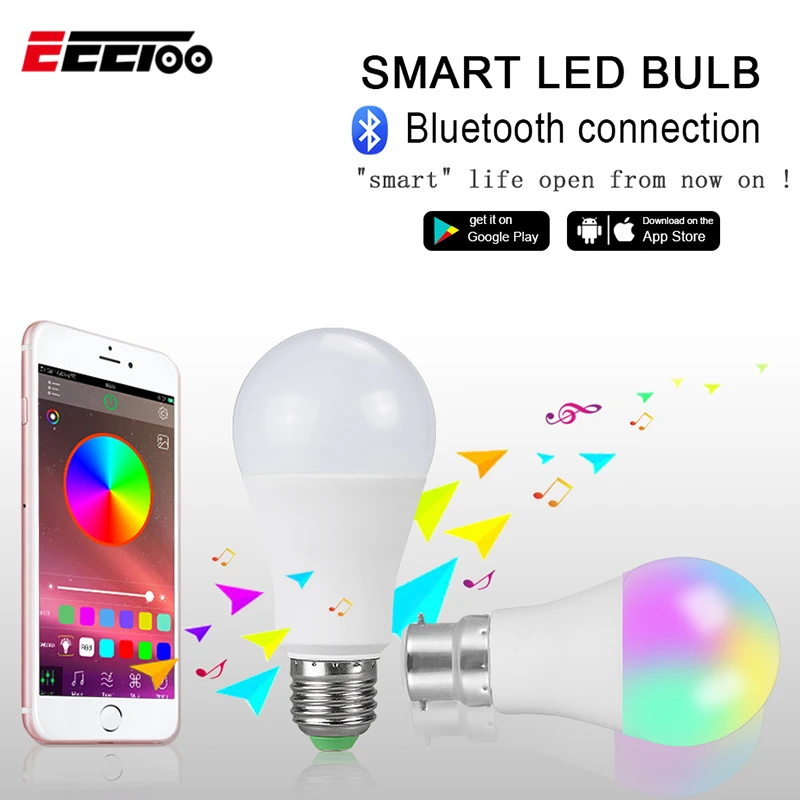 

EeeToo Magic LED Smart Bulb B22/E27 Wifi Bluetooth 4.0 RGB LED Lamp Dimmable AC85V-265V APP Sound Control Light Bulb For Home