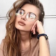 Retro Glasses Women Clear Lens Eyewear Brand Designer Vintage Stainless SteeL Eyeglasses Ladies Metal Frame Round Glasses