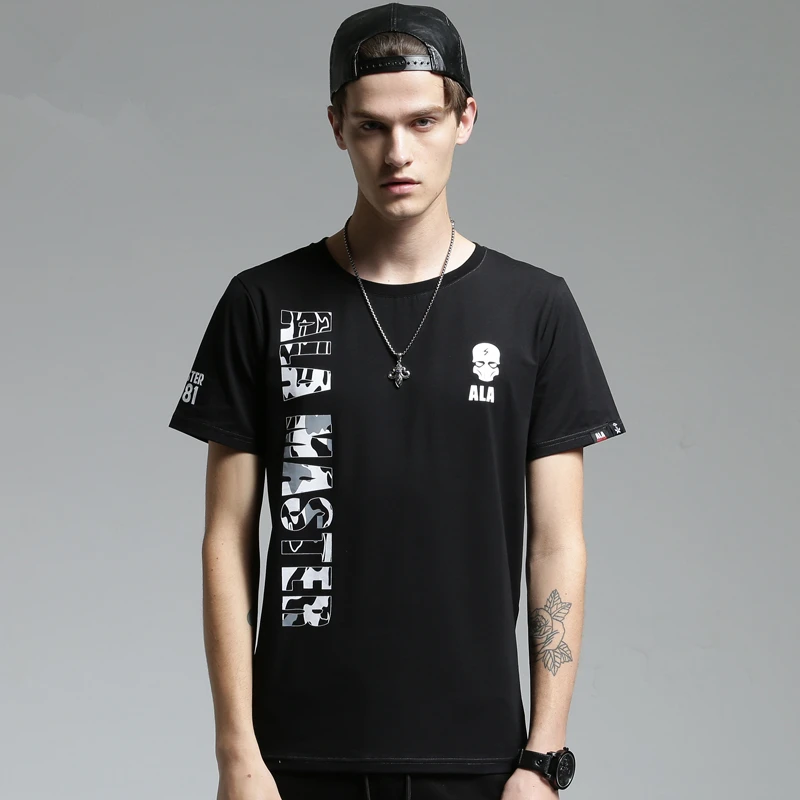 2017 Summer Mens Fashion T Shirts Letter Cool Black Print Clothing Man ...