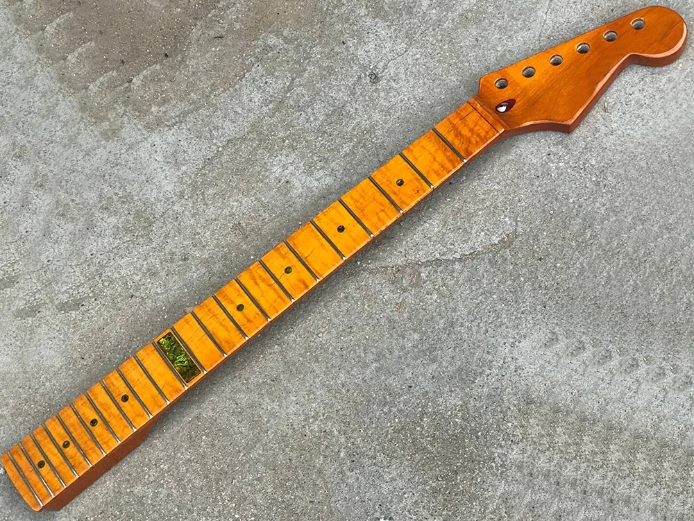 

Yellow Maple Electric Guitar Neck with 22 Frets,Flame Maple Neck,Colorful Shells Inlay,offering customized services