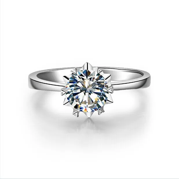 

0.5 Carat 585 White Gold Snow Flake Style Fantastic Real Moissanite Wedding Ring For Women Authentic Sterling Gold Women Jewelry