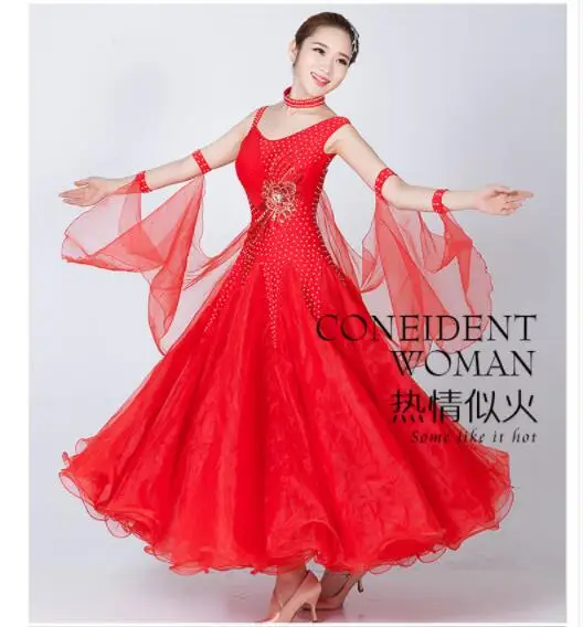 

Ballroom Dress Viennese standard ballroom tango costume plus size lred pink white blue ballroom rumba dresses for women