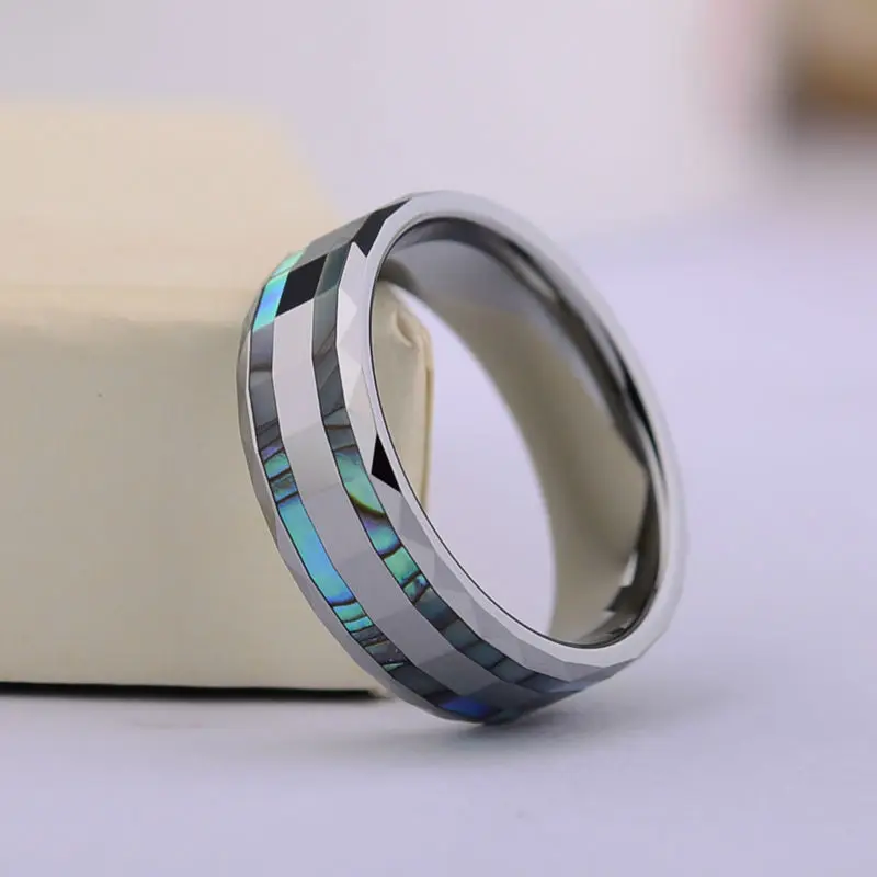 Morrir do Amante da Moda Anéis de Tungstênio Polido com Conchas do Mar Profundo para o Presente de Casamento 8mm de Largura Nova Frete Grátis Tamanho 7-13 6 High Quality Joias e Acessórios