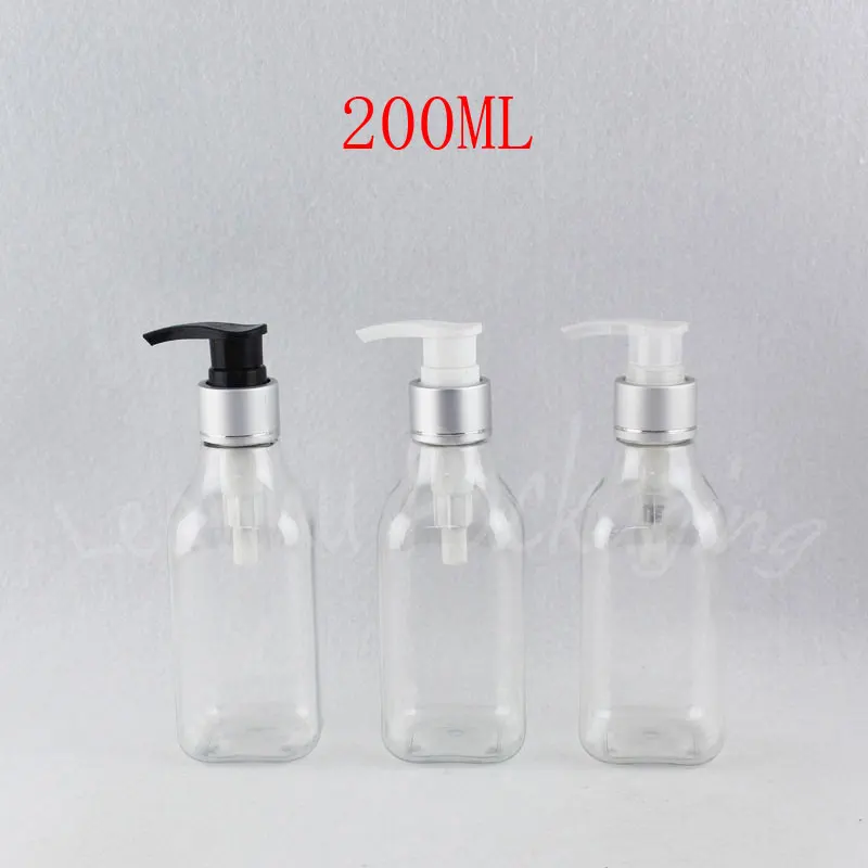200 мл прозрачная квадратная пластиковая бутылка, 200CC пустой косметический контейнер, лосьон/душ гелевая упаковка бутылка (24 шт./лот)