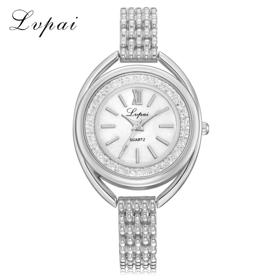 Новое поступление Lvpai Топ бренд модные повседневные женские роскошные спортивные наручные часы креативные кварцевые часы с бриллиантовым циферблатом LP233 - Цвет: Silver White