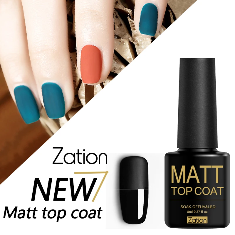 

Zation 8ML Matted Gel Lacquer Dull Frosted Surface Soak Off Vernis Matte Nail Art Lucky Varnish Matt Cleaning Base and Top Glue