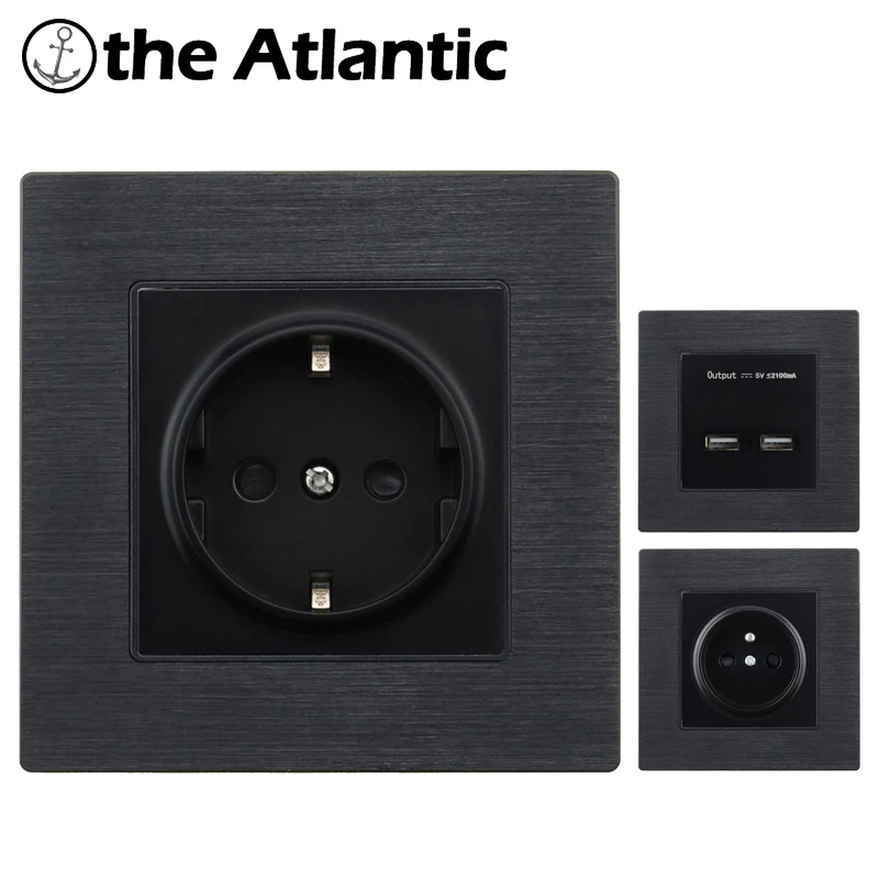 

EU France Standard 16A Wall Socket Power Outlet Enchufe Aluminum Metal Panel Electrical Plug AC 110~250V Plug Electrical Outlet