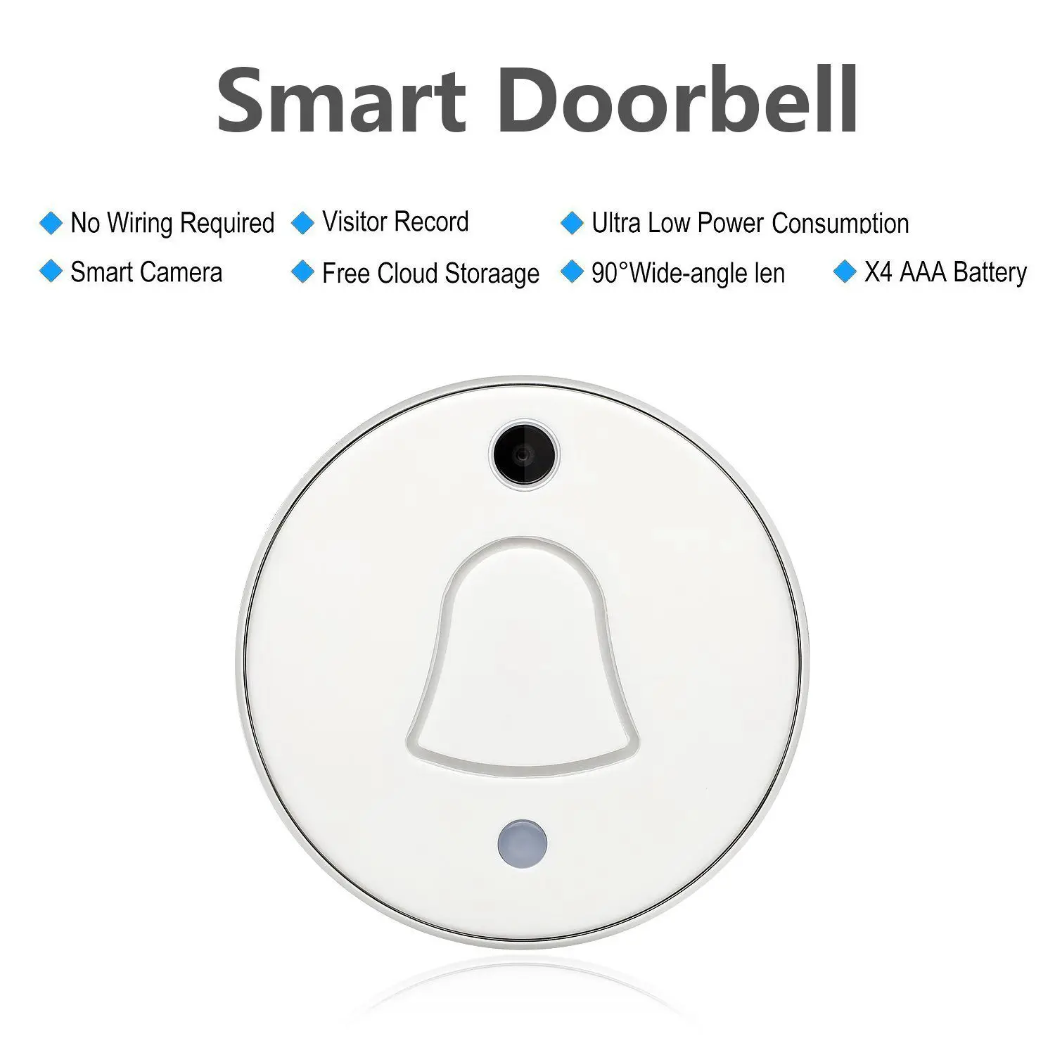 

EU Plug Door Bell Wireless Mini Smart WiFi Door Ring With Camera Shots Notification and Cloud Upload For Visitor Doorbell