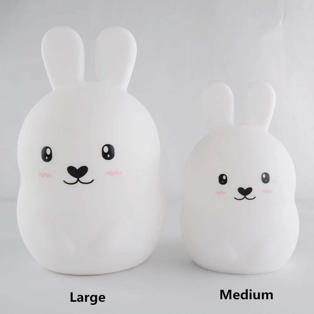Rabbit LED Night Light Touch Sensor 9 Colors Remote Control Timer USB Cartoon Silicone Bunny Lamp for Children Kids Baby Gift