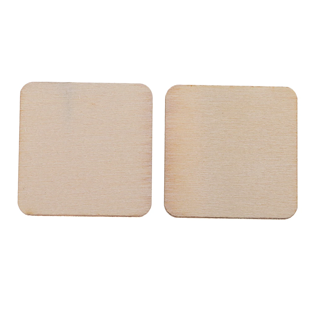 100Pcs Rectangle/Square MDF Unfinished Wood Pieces Cutouts Blank Plaque Sheets for DIY Art Craft Pyrography Decoration Ornaments